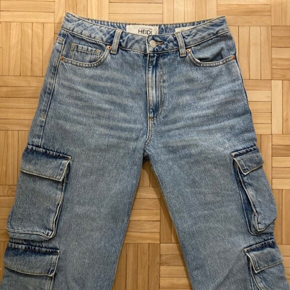 Dynamite Heidi Blue Wide Leg Cargo Denim Jeans - Picture 4 of 6